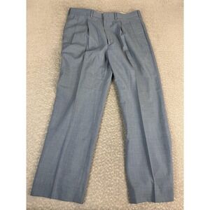 Farah Vintage Dress Pants Mens 35x29 Blue Pleated Straight Classic Business